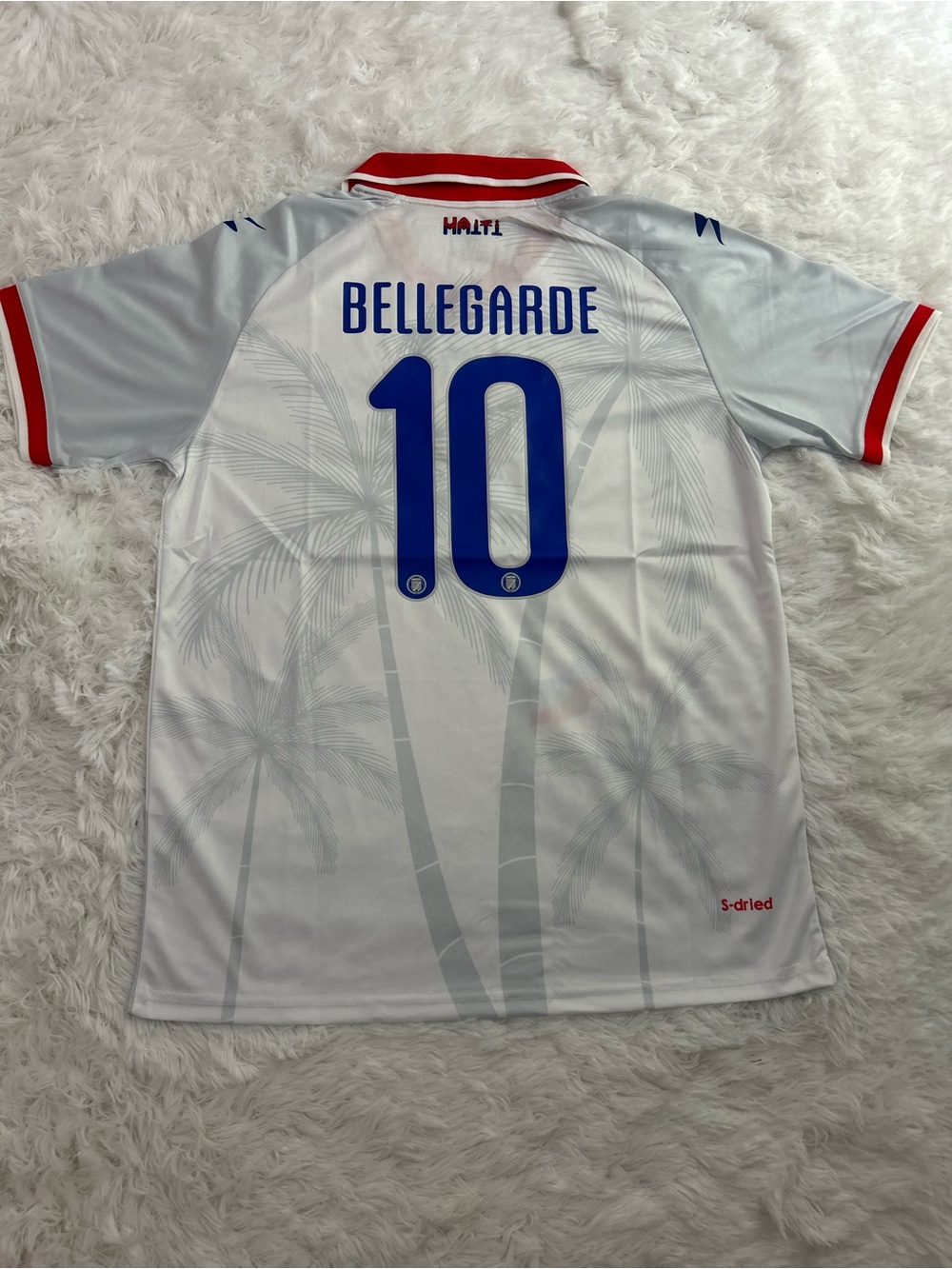 Haïti Men's #10 White and Blue Soccer Jersey - Bellegarde